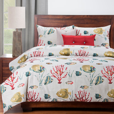 Sateen Baffle Box Stitch Floral Duvet Cover & Insert