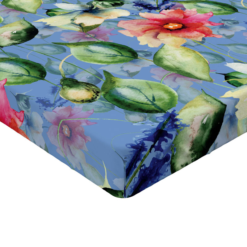 Drap-housse à motif floral Ambesonne, Drap-housse de taille très grand, Bleu ciel, rose foncé, vert / floral