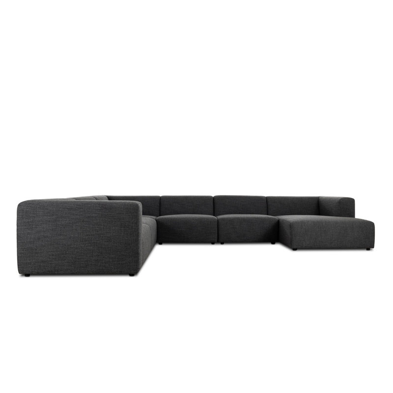 Lawndale 6PC Sectional W/ LAFC-Saxon Charcoal, Right Hand Facing, Saxon Charcoal Polyester Blend