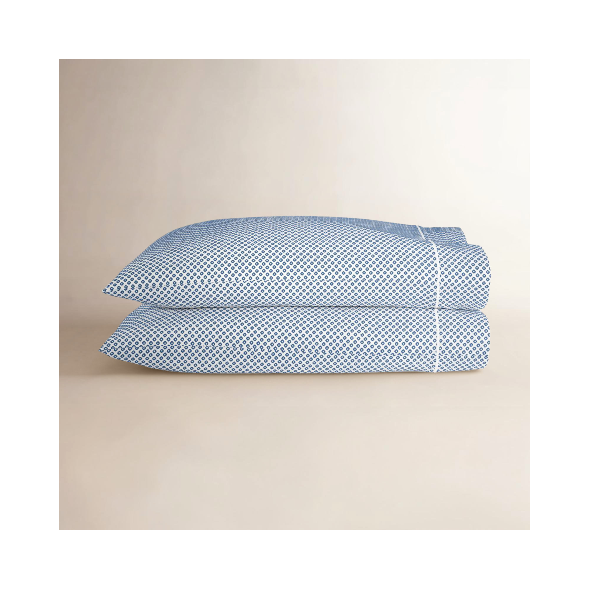 Emma 300 Thread Count Geometric Egyptian-Quality Cotton Sateen Pillowcase, Blue, Standard Pillowcase