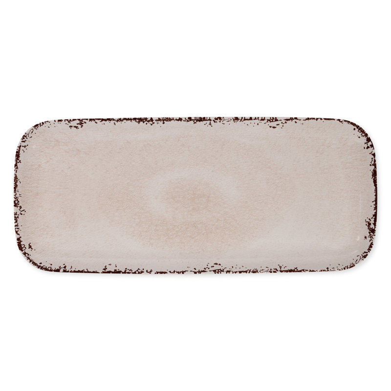 2-Piece Crackle 15" Tray, Brown;Beige