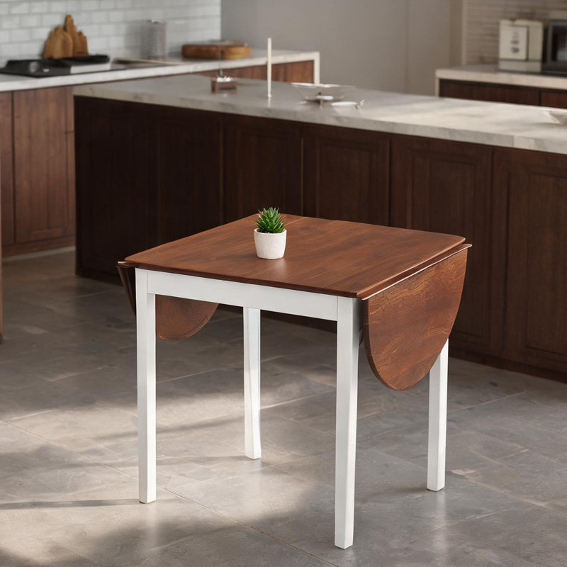 Table de salle à manger à abattants en pin avec piètement blanc à quatre pieds pour salles à manger résidentielles