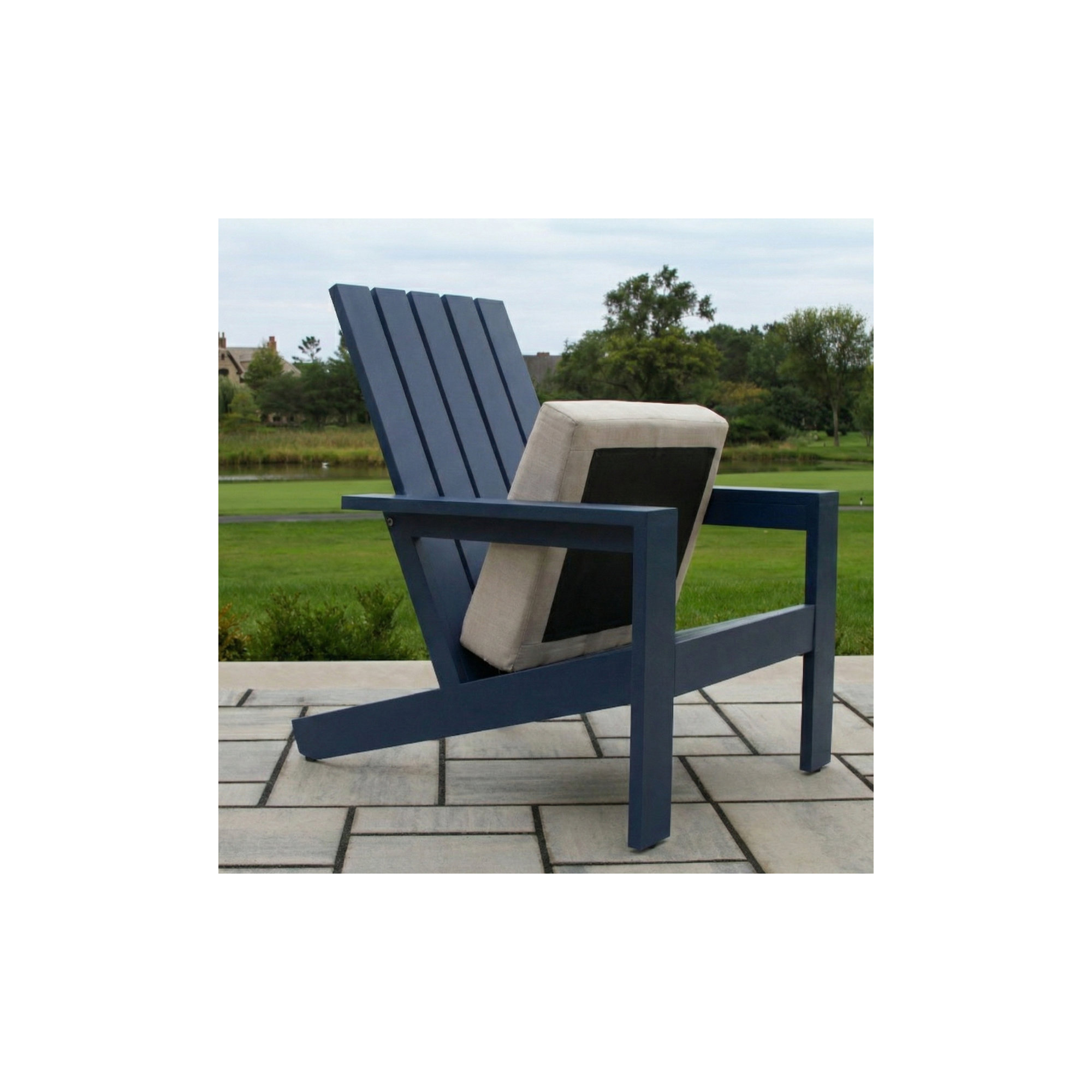 Rhys Aluminum Adirondack with Sunbrella Cushion, Blue