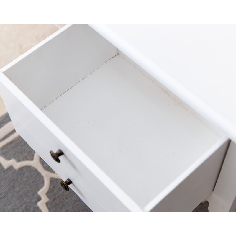 Table de bout avec rangement en bois massif Corkey South, Blanc