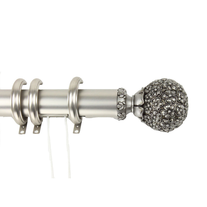 Tringle à rideaux simple Saroyan, Nickel satiné, 30" - 48"