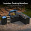  Akoah 5-Piece Modular Outdoor Kitchen Island Set with Grill, Fridge & Wheels