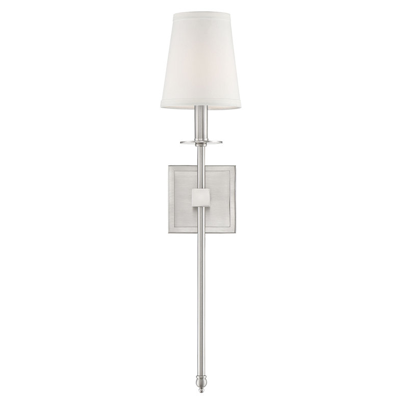 Applique murale à 1 lumière à intensité variable en nickel satiné Barrett, H 24 po x l 5 po x P 5 po, Nickel satiné