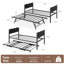 Lit de jour simple avec couchette coulissante, conception de grain de bois industriel, support de lattes en acier et roulettes, multifonctionnel pour les petits espaces-2100346183