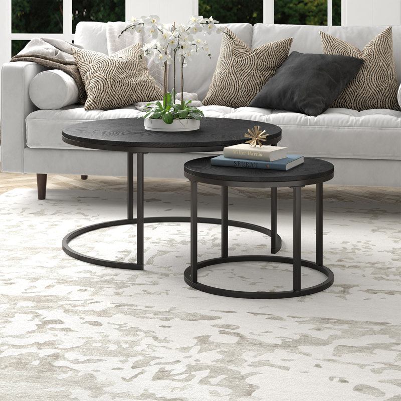 Watson Nesting Coffee Table, Black, Black Grain