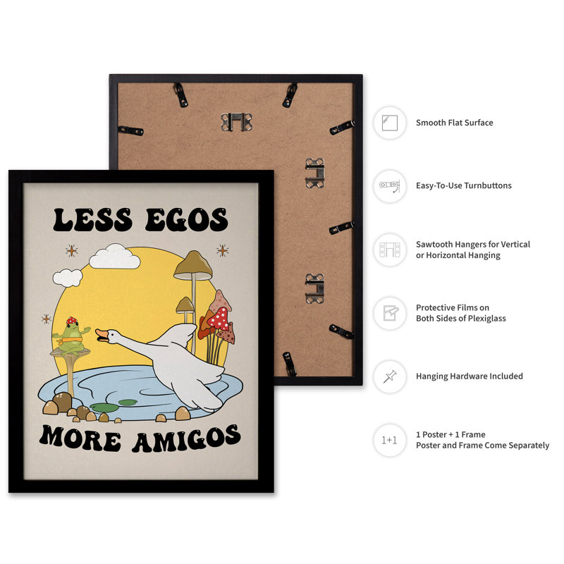 Less Egos More Amigos, Black Framed, Poster, 08"H x 10"W