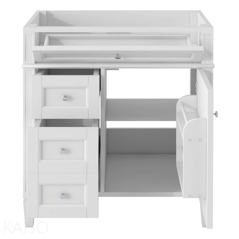 Meuble-lavabo de salle de bain 30 po sans lavabo supérieur, armoire de rangement moderne avec 2 tiroirs et un tiroir basculant (n'inclut pas le lavabo)
