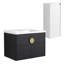 Meuble-lavabo de salle de bain avec lavabo en céramique et tablette latérale - Châtaignier noir, élément de configuration moderne de 28 po-490082131