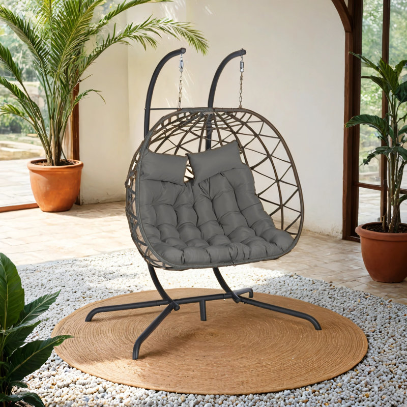 Double avec coussin de chaise suspendu, Gris foncé, Noir