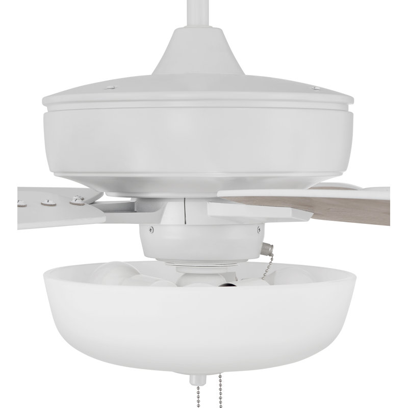 Ventilateur de plafond standard à 5 pales de 60 po avec chaîne de traction et ensemble d'éclairage inclus Karelle, Blanc