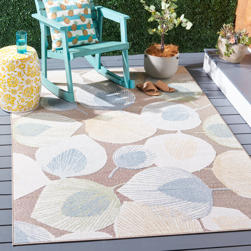 Tapis d'intérieur / extérieur à motif floral Sarasota, Rectangle 5 pi 3 po x 7 pi 7 po