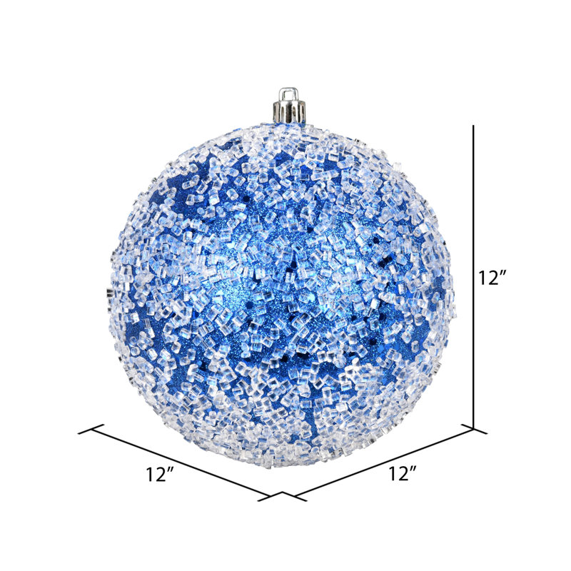 Ornement boule scintillante, H 12 po x l 12 po x P 12 po, Bleu, 1