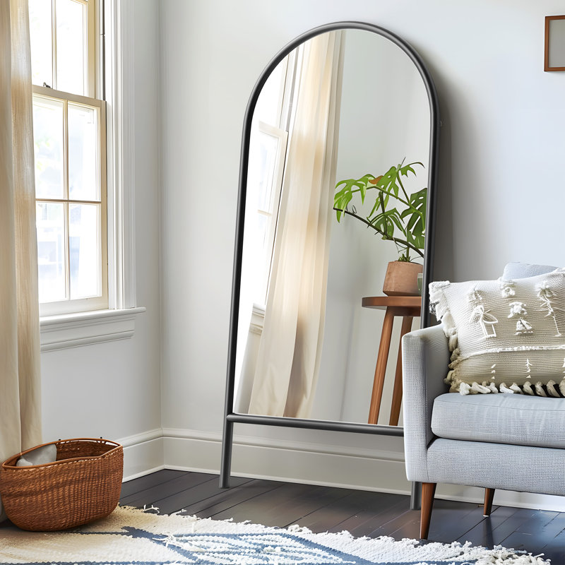 Vasilij Solid Wood Arched Mirror, 71" x 31", Black