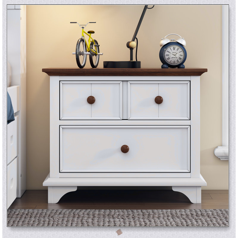 Durable Wooden Captain Two-Drawer Nightstand with Stylish Design for Bedroom and Living Room Use