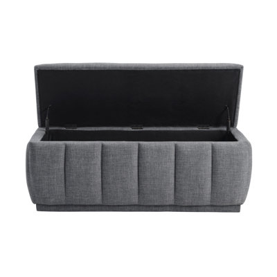 Modern Gray Storage Bench Cushion Seat 1Pc Plywood Frame Fabric Upholstery Home Furniture