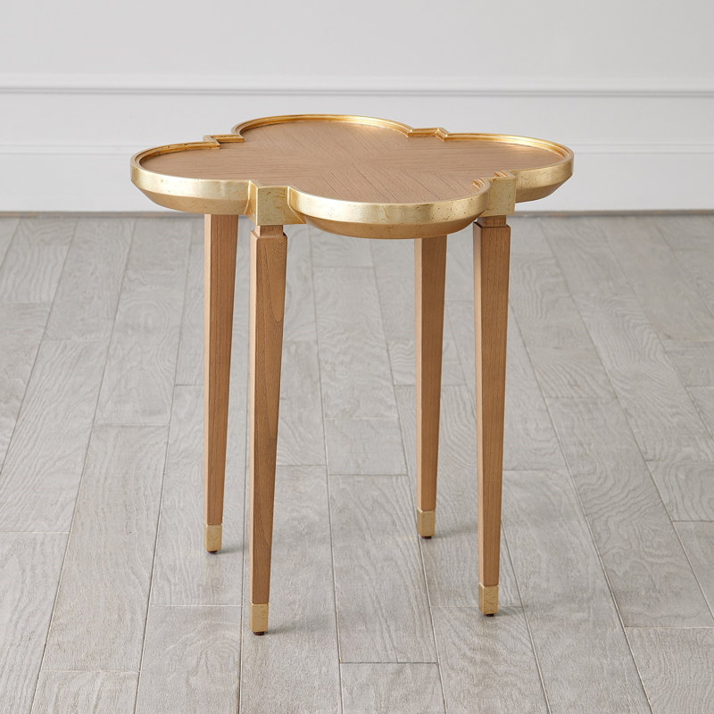 Quatrefoil Solid Wood Tray Top End Table
