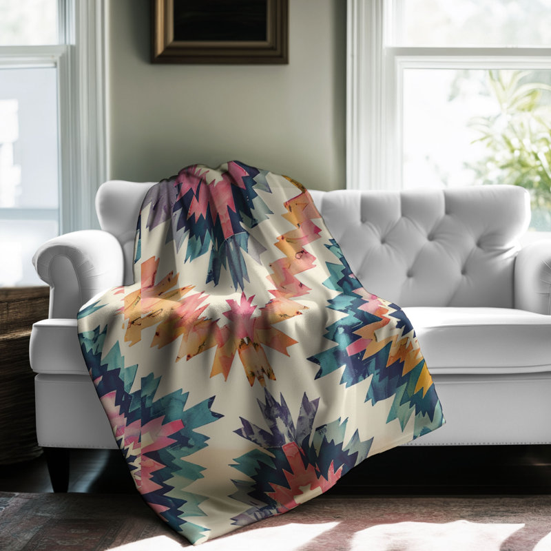 Desert Geometrics - Couverture sherpa de qualité supérieure 1 pièce, Grand lit