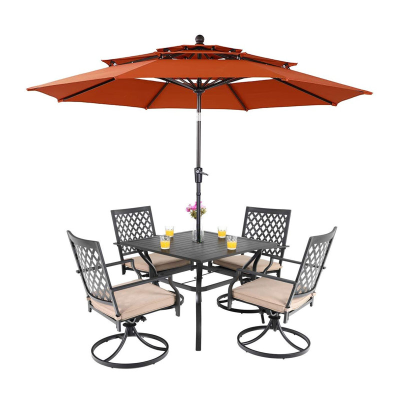 Alyah 4 - Person Patio Dining Set with Square Table , Cushions Included