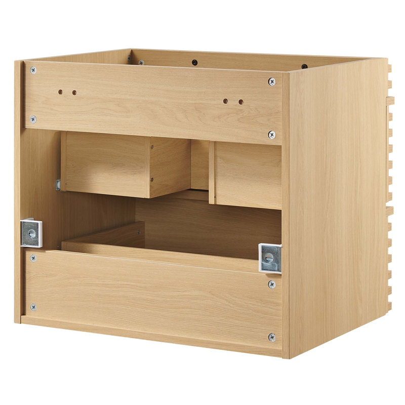 Oak 24" Wall-Mount Single Bathroom Vanity with Slatted Design