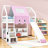 Wooden House-Shaped Loft Bed With Slide And Shelves-1074017791-1074017776