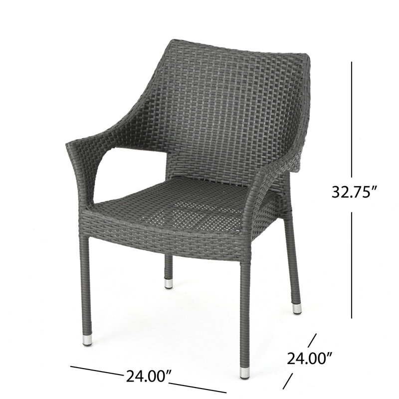 Feumore 6 - Person Wicker Patio Dining Set with Rectangular Table, Grey