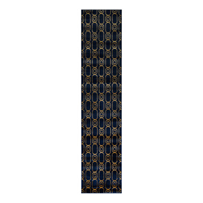Latitude Run® Column Novica Rug Navy Blue and Gold