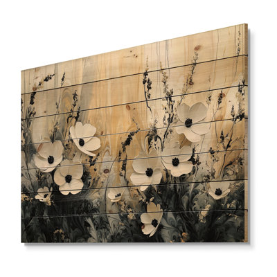 Minimalisme fleur de dahlia crème - décoration murale en bois de dahlia - sur bois de pin naturel