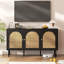 Buffet 56 "à 3 portes avec porte en rotin
