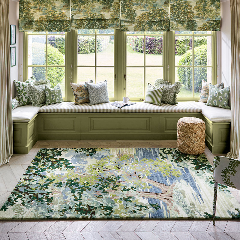Wool Abstract Area Rug, Rectangle 6'7" x 9'2"