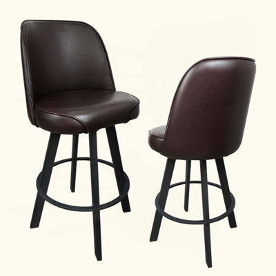 Ensemble de 2 tabourets de bar pivotants rembourrés de qualité commerciale et très confortables avec structure en métal. Convient aux sièges de comptoir de restaurant, de café et de cuisine. Assemblage requis