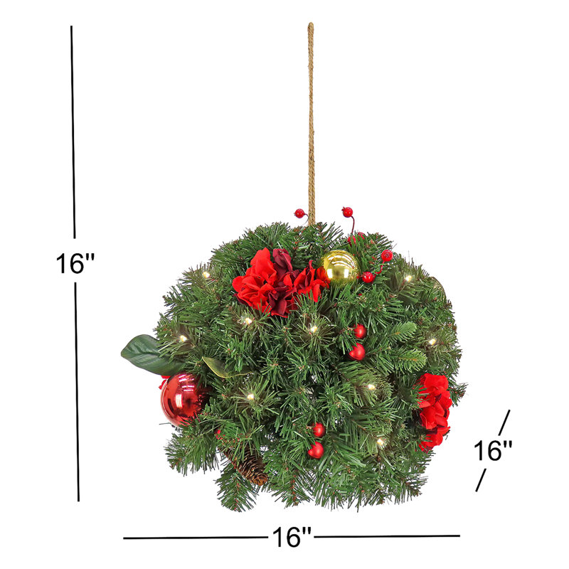 Boule à bise décorative 16 "Christmas Waltz, 50 lumières DEL blanc chaud