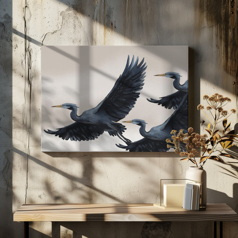 Graceful Flying Herons by Josie George — Animal Wall Art, 18 × 12, Wrapped Canvas, Does Not Apply