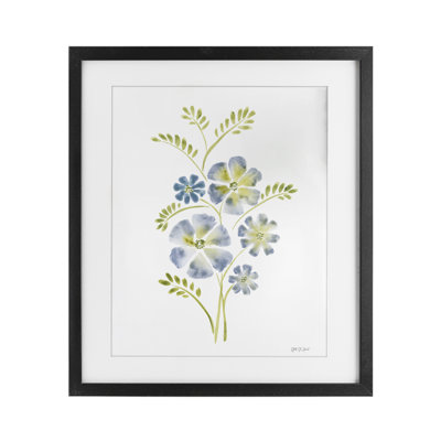 Fleur bleue pervenche, reproduction encadrée sous verre, design par Yvette St. Amant