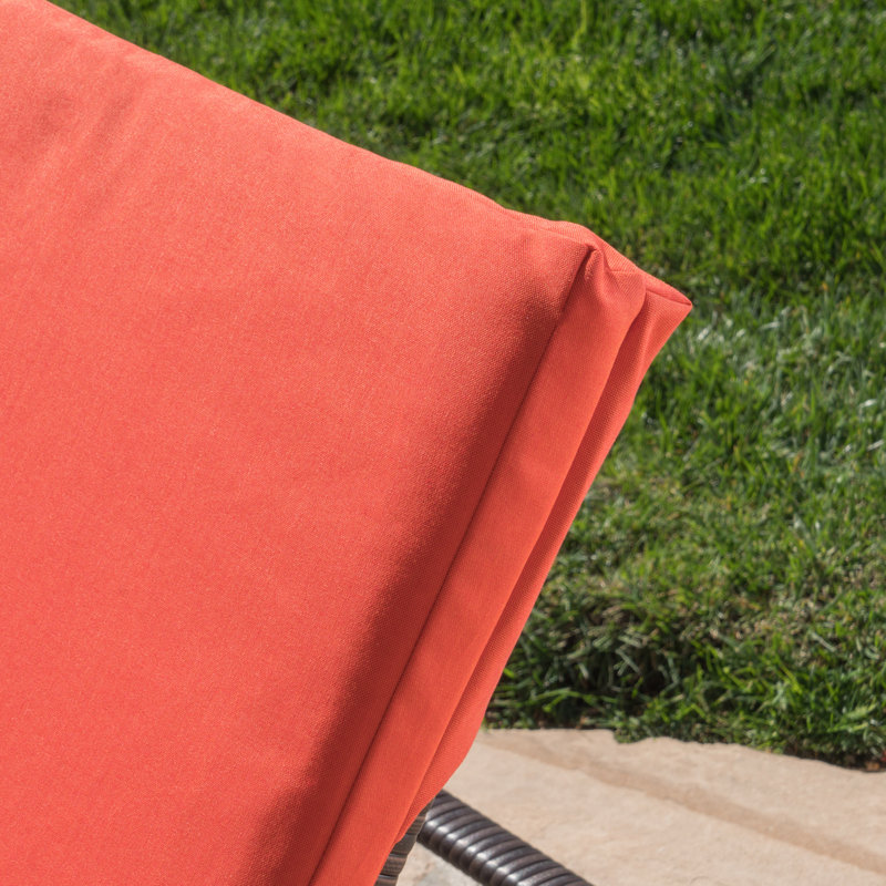 Gailya Outdoor Wicker Chaise Lounge , Cushion Included, Orange