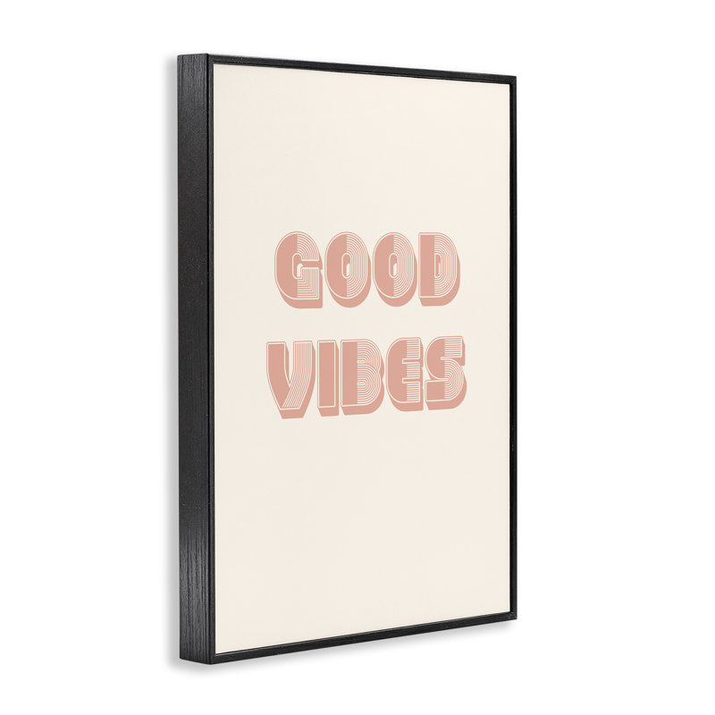 Giclée rétro rétro Good Vibes Peach, par Pooja Dave, H 18 po x l 12 po, Giclée encadrée noir minuit