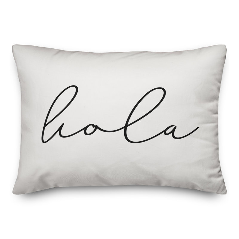  Hola Thin Indoor/Outdoor Pillow Cover & Insert, Off White/Black