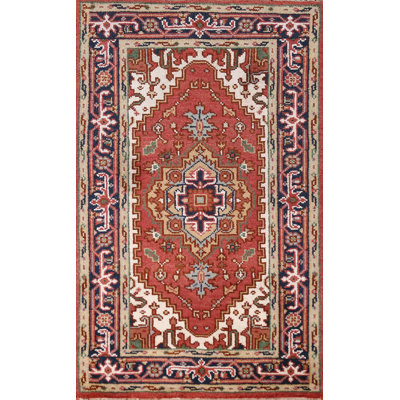 Tapis traditionnel indien à motif géométrique 3 x 5