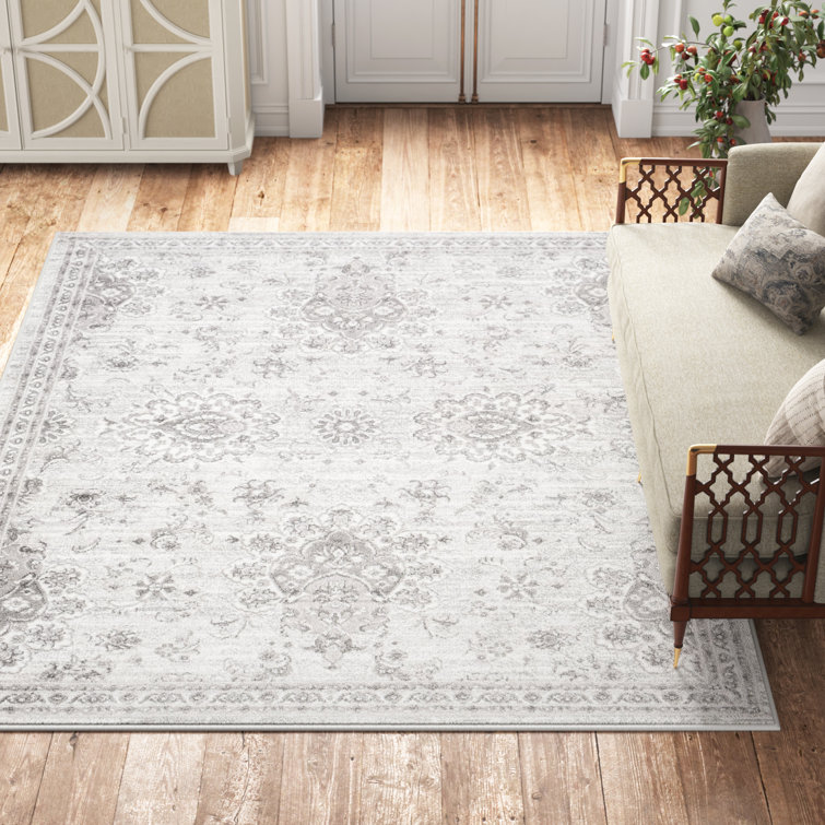 Ingrid Power Loom Light Gray/White Area Rug