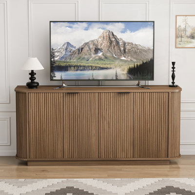 Wavy Storage Sideboard, Double-Door Buffet Cabinet With Adjustable Shelves, Suitable For Kitchen, Living Room, Hallway - Versatile Storage