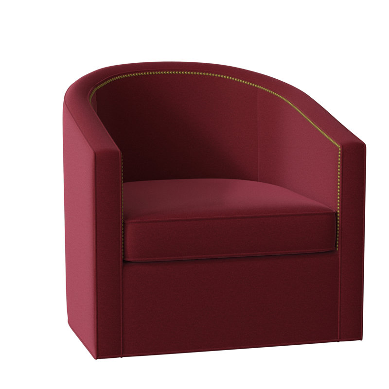 Fauteuil demi-tonneau de 34 po Ambre, Rouge Margaret, Petit bronze antique