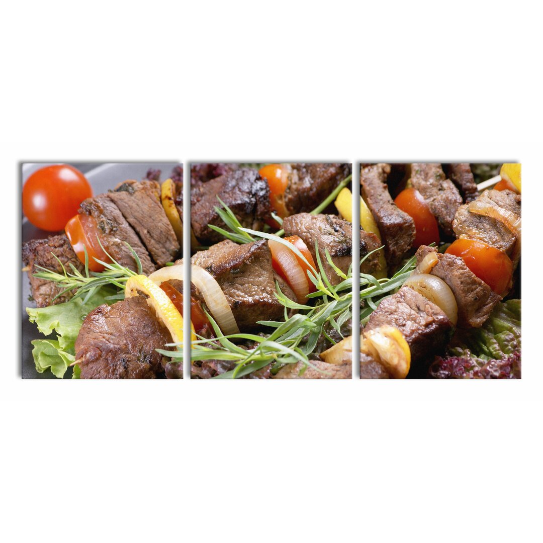 3-tlg. Leinwandbilder-Set Delicious Shashlik Meat Skewer