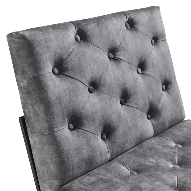 Fauteuil de chambre Klara, Velours gris foncé, Noir