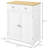 Kitchen Cabinet Sideboard - Solid Wood Countertop In Distressed White With 2 Drawers, Doors, And Adjustable Shelf For Practical Function Top Modern