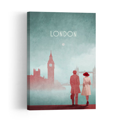 London - Big Ben And Tower Bridge Classic Elegant Retro City Wall Art Print