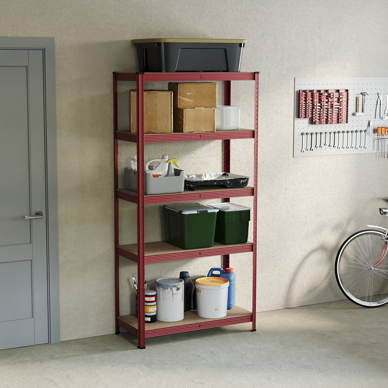 Vida Metal Height -Adjustable Shelving Unit, Standard, Red