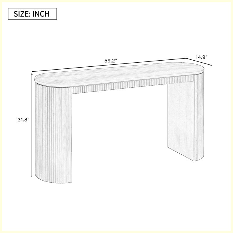 Curved Design Console Table with Unique Vertical Stripe Design, Navy